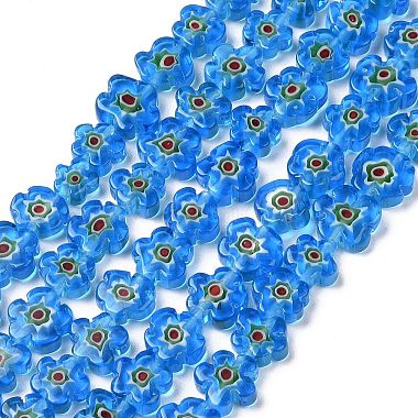 Sky Blue Flower Millefiori Lampwork Beads
