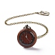 Ebony Wood Pocket Watch with Brass Curb Chain and Clips(WACH-D017-A13-02AB)-1