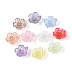 Transparent Acrylic 5-Petal Flower Bead Caps, AB Color Plated, Mixed Color, 10~11x10~11x4mm, Hole: 1.6mm, about 5000pcs/500g(JACR-T004-02M)