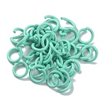 Zinc Alloy Open Jump Rings, Round, Turquoise, 18 Gauge, 8x1mm, Inner Diameter: 6mm(FIND-WH0150-74A-03)