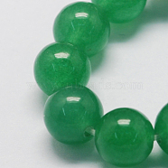 Natural Jade Bead Strands, Dyed, Round, Medium Sea Green, 10mm, Hole: 1mm, about 38pcs/strand, 14.9 inch(G-R165-10mm-14)