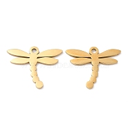 201 Stainless Steel Pendants, Dragonfly Charm, Golden, 13x16.5x1mm, Hole: 1.4mm(STAS-A084-15G)
