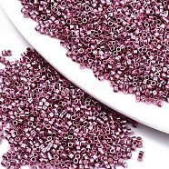 11/0 Grade A Glass Seed Beads, Cylinder, Uniform Seed Bead Size, Metallic Colours, Flamingo, 1.5x1mm, Hole: 0.5mm, about 20000pcs/bag(SEED-S030-1203)