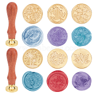 SUPERDANT 6Pcs 6 Style Wax Seal Brass Stamp Head, with Flower Pattern, Tree Pattern, Cactus Pattern, Leaf Pattern, Rose Pattern, with 2Pcs Pear Wood Handle, for Wax Seal Stamp, Floral Pattern, Stamp Head: 25x14.5mm, 1pc/style(DIY-SD0001-40)