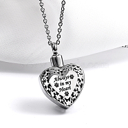 Heart with Word Shape Stainless Steel Pendant Necklaces with Cable Chains, Stainless Steel Color, no size(KI1843-2)