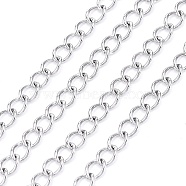 3.28 Feet 304 Stainless Steel Curb Chains, Twisted Chains, Soldered, Stainless Steel Color, 3.5x2.4x0.5mm(X-CHS-F006-04A-P)
