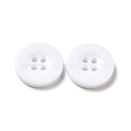 Resin Buttons, Dyed, Flat Round, White, 16x3mm(RESI-D033-16mm-01)