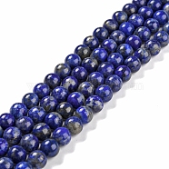 Natural Lapis Lazuli Beads Strands, Round, 8~9mm, Hole: 1mm, about 45~48pcs/strand, 15.7 inch(G-S333-8mm-013)