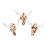 Resin Big Pendants, Cattle Head Shaped Charms with Brass Snap on Bails, Silver, 50x46.5x15mm, Hole: 7x4.5mm(RESI-E008-05S-06)