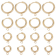 16Pcs 4 Sizes 201 Stainless Steel Huggie Hoop Earring Findings, with Horizontal Loop and 316 Surgical Stainless Steel Pin, Real 24K Gold Plated, 16~24x13.5~21x2.5mm, Hole: 2.5mm, Pin: 1mm, 4pcs/sizes(STAS-SC0004-67G)