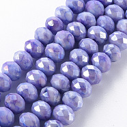Opaque Baking Painted Glass Beads Strands, Imitation Stones, Faceted, AB Color Plated, Rondelle, Mauve, 8x6mm, Hole: 1.2mm, about 63~64pcs/strand, 15.87 inch~16.14 inch(40.3~41cm)(X-EGLA-N006-010A-B07)