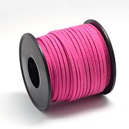 Faux Suede Cords, Faux Suede Lace, Deep Pink, 2.7x1.5mm, about 27.34 yards(25m)/roll(LW-R027-2.7mm-1046)
