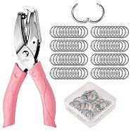 DIY Jewelry Making Kit, Including 1Pc Alloy Manual Hole Punch Piler, 20Pcs Iron Loose Leaf Book Binder Hinged Rings, Platinum, Rings: 25x2~2.5mm(FIND-SZ0001-89)