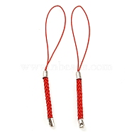 Polyester Cord Mobile Straps, with Platinum Plated Iron Findings, FireBrick, 8~9cm(FIND-G063-02P-03)