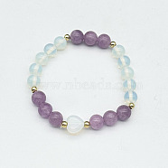 Heart & Round Natural Crazy Agate Bead Stretch Bracelets, show in picture(MK5607-6)