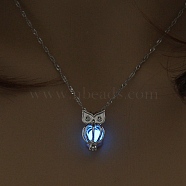 Luminous Alloy Pendants, Necklace, Halloween Theme, Owl, 17.72 inch(45cm)(PW-WG28634-05)