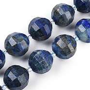 Natural Lapis Lazuli Beads Strands, Faceted, Lantern, with Seed Beads, 10~12x10~10.5mm, Hole: 1mm, about 30~35pcs/strand, 15.79~15.83''(40.1~40.2cm)(G-G182-B01-06)