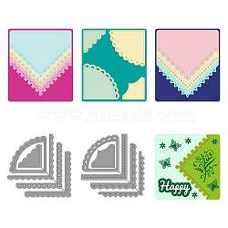 2Pcs 2 Styles Carbon Steel Cutting Dies Stencils, for DIY Scrapbooking, Photo Album, Decorative Embossing Paper Card, Stainless Steel Color, Corner Decoration, Triangle Pattern, 113x113x0.8mm, 1pc/style(DIY-WH0309-1037)