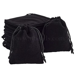 Rectangle Velvet Pouches, Candy Gift Bags Christmas Party Wedding Favors Bags, Black, 9x7cm(X-TP-R002-7x9-01)