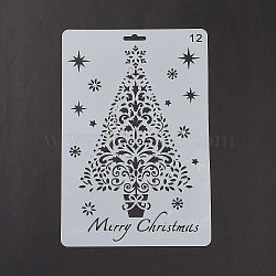 Creative Christmas Plastic Drawing Stencil, Hollow Hand Accounts Ruler Templat, For DIY Scrapbooking, White, 25.9x17.2cm(DIY-L007-12)