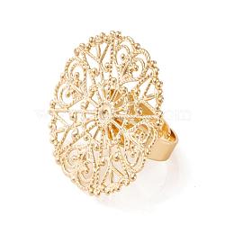 Adjustable Brass Filigree Ring Setting Components, Long-Lasting Plated, Flower Pad Ring Bases, Light Gold, 17mm; Tray: 31x0.8mm(KK-L054-02)