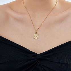 Brass Clear Cubic Zirconia Shiny Tortoise Pendant Dapped Chain Necklaces for Women, Golden, 15.75 inch(40cm)(NW3403-1)