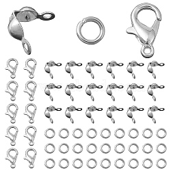 30Pcs Zinc Alloy Lobster Claw Clasps, Parrot Trigger Clasps, Jewelry Making Findings, with 50Pcs Iron Bead Tips and 50Pcs Iron Open Jump Rings, Platinum, 12x6mm, Hole: 1.2mm(FIND-YW0003-81P)