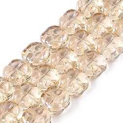 Electroplate Glass Beads Strands, Plum, Wheat, 10x10x6mm, Hole: 0.9mm, about 64~66pcs/strand, 24.69~25.87''(62.72~64.68cm)(EGLA-T021-06D)