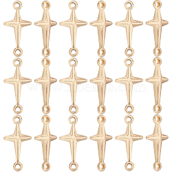 Beebeecraft 40Pcs Brass Connector Charms, Sideways Cross Links, Real 18K Gold Plated, 14x7x2mm, Hole: 0.8mm(KK-BBC0010-15G)