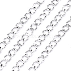 304 Stainless Steel Curb Chains, Twisted Chains, Soldered, Stainless Steel Color, 3.5x2.4x0.5mm(X-CHS-F006-04A-P)