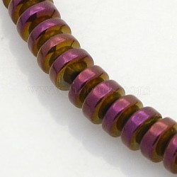 Electroplate Non-magnetic Synthetic Hematite Beads Strands, Heishi Beads, Flat Round/Disc, Purple Plated, 4x2mm, Hole: 1mm, about 194pcs/strand, 15.7 inch(G-J216C-09)