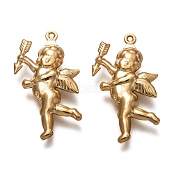 Valentine's Day 304 Stainless Steel Pendants, Cupid, Real 18K Gold Plated, 29x16x5mm, Hole: 1mm(STAS-P266-04G)