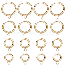 16Pcs 4 Sizes 201 Stainless Steel Huggie Hoop Earring Findings, with Horizontal Loop and 316 Surgical Stainless Steel Pin, Real 24K Gold Plated, 16~24x13.5~21x2.5mm, Hole: 2.5mm, Pin: 1mm, 4pcs/sizes(STAS-SC0004-67G)