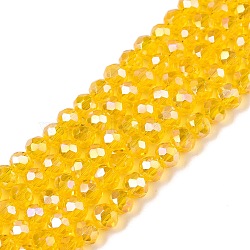 Electroplate Glass Beads Strands, AB Color Plated, Faceted, Rondelle, Dark Orange, 4x3mm, Hole: 0.4mm, about 113~115pcs/strand, 16.14~16.34 inch(41~41.5cm)(EGLA-A044-T4mm-B05)