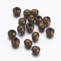Tibetan Style Brass Spacer Beads, Seamless, Round, Antique Bronze, 2.4mm(KK-WH0063-09AB)