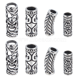 Elite 8Pcs 4 Style 304 Stainless Steel Beads, Tube, Mixed Color, 24~34x12x9~12mm, Hole: 6~9.5mm, 2pcs/style(STAS-PH0003-16)