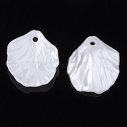 ABS Plastic Imitation Pearl Pendants, Petal, Creamy White, 20x17x4mm, Hole: 1.8mm(OACR-S020-12)