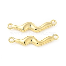 Rack Plating Alloy Connector Charms, Cadmium Free & Lead Free, Wave Links, Light Gold, 6x27x2.5mm, Hole: 1.6mm(FIND-G044-19LG)