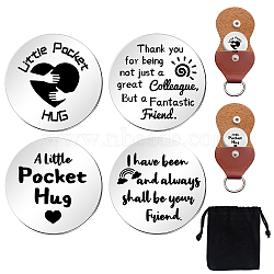 1 Set Friendship Theme Flat Round Double-Sided Engraved Stainless Steel Commemorative Decision Maker Coin, with 1Pc Velvet Cloth Drawstring Bags, Rainbow Pattern, 25x2mm(AJEW-GL0001-61A)
