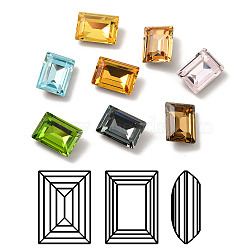 Faceted K9 Glass Rhinestone Cabochons, Pointed Back & Back Plated, Rectangle, Mixed Color, 8x6x3mm(GGLA-R042-04A)