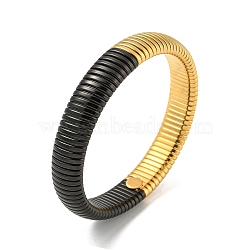 304 Stainless Steel Flat Snake Chain Bracelet, Stretch Bracelet, Black, Inner Diameter: 2-1/2 inch(6.3cm), Wide: 12mm(BJEW-B076-01BG)