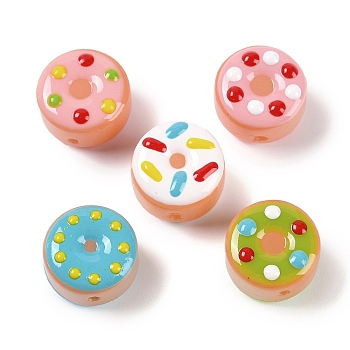 Lampwork Beads, Doughnut, Mixed Color, 15x10mm, Hole: 1.2mm