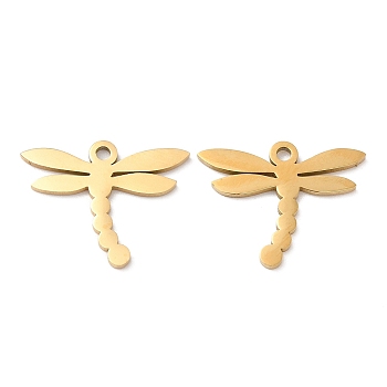 201 Stainless Steel Pendants, Dragonfly Charm, Golden, 13x16.5x1mm, Hole: 1.4mm