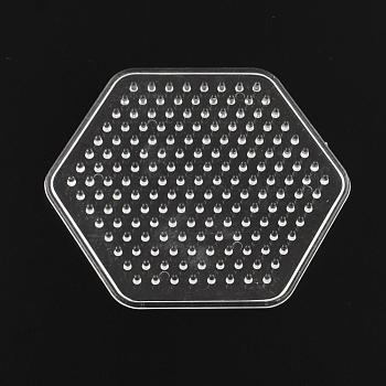 Hexagon ABC Plastic Pegboards used for 5x5mm DIY Fuse Beads, Clear, 74x83x5mm