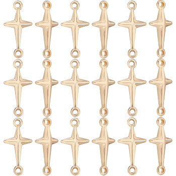 Beebeecraft 40Pcs Brass Connector Charms, Sideways Cross Links, Real 18K Gold Plated, 14x7x2mm, Hole: 0.8mm