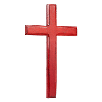Wooden Cross Wall Decoration, for Home Decor, FireBrick, 300x172x15.5mm, Hole: 25x10mm