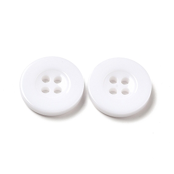 Resin Buttons, Dyed, Flat Round, White, 16x3mm