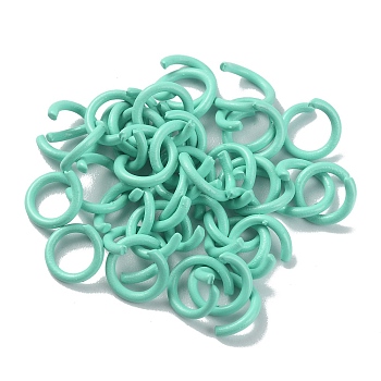 Zinc Alloy Open Jump Rings, Round Ring, Turquoise, 18 Gauge, 8x1mm, Inner Diameter: 6mm