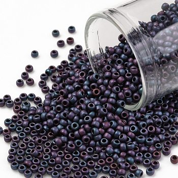 TOHO Round Seed Beads, Japanese Seed Beads, (705) Matte Color Frost Iris Blue, 11/0, 2.2mm, Hole: 0.8mm, about 1110pcs/10g