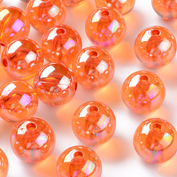 Transparent Acrylic Beads, AB Color Plated, Round, Dark Orange, 16x15mm, Hole: 2.8mm, about 220pcs/500g